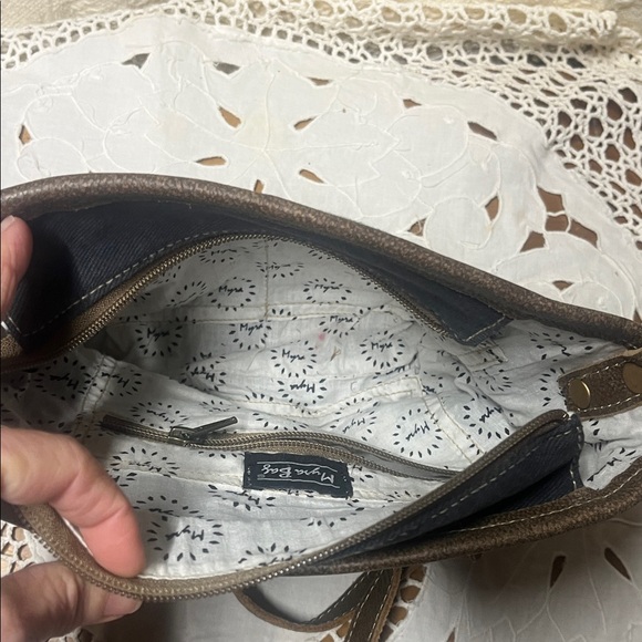 Myra Blue and Brown Cowhide Crossbody Bag - Picture 9 of 12